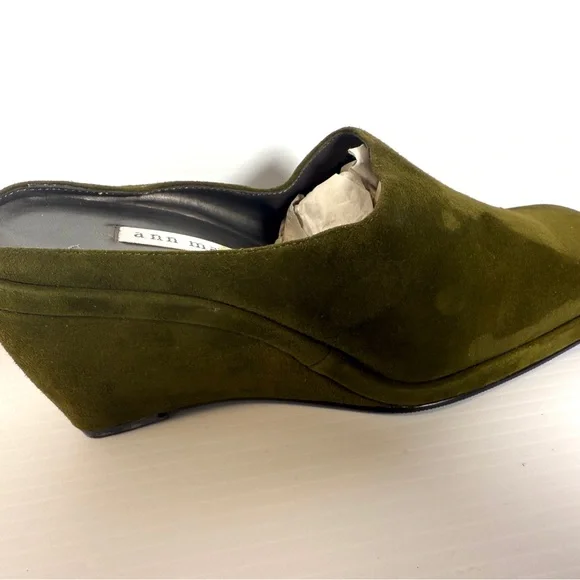 Ann Marino Women's Olive Suede Loafers - Picture 5 of 10